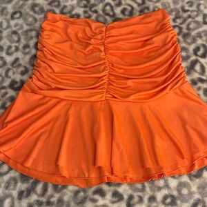 University of Miami Frat Gear Vibrant Orange Ruched Mini Skirt